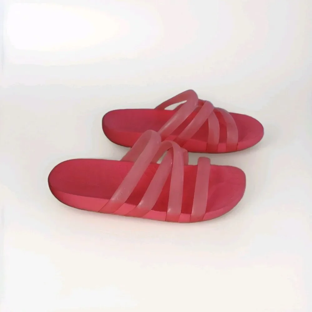 Crocs Watermelon Splash Orange Glossy Strappy Women's Slip On Sandals Size 9